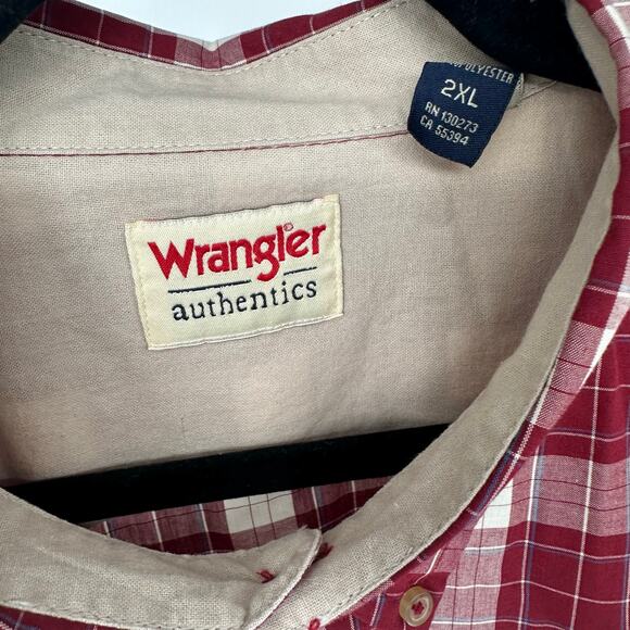 Lot of 2 Wrangler Authentics Plaid Short Sleeve Button Down Shirt XXL - Picture 4 of 6